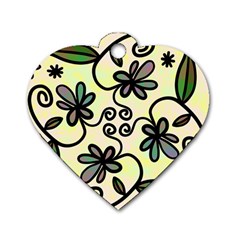 Completely Seamless Tileable Doodle Flower Art Dog Tag Heart (one Side) by Nexatart