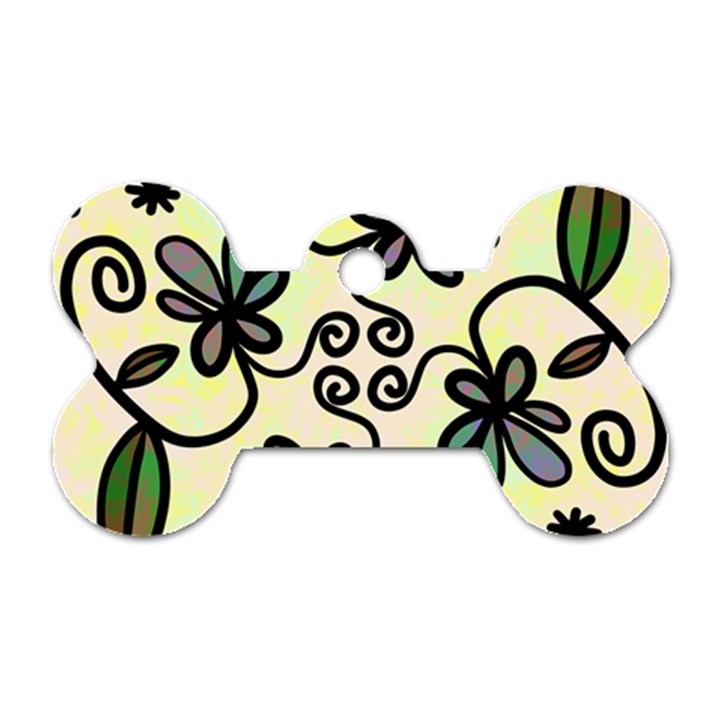 Completely Seamless Tileable Doodle Flower Art Dog Tag Bone (Two Sides)