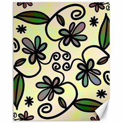 Completely Seamless Tileable Doodle Flower Art Canvas 11  X 14   by Nexatart