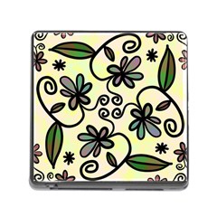 Completely Seamless Tileable Doodle Flower Art Memory Card Reader (square) by Nexatart