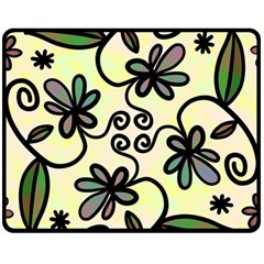 Completely Seamless Tileable Doodle Flower Art Fleece Blanket (medium)  by Nexatart