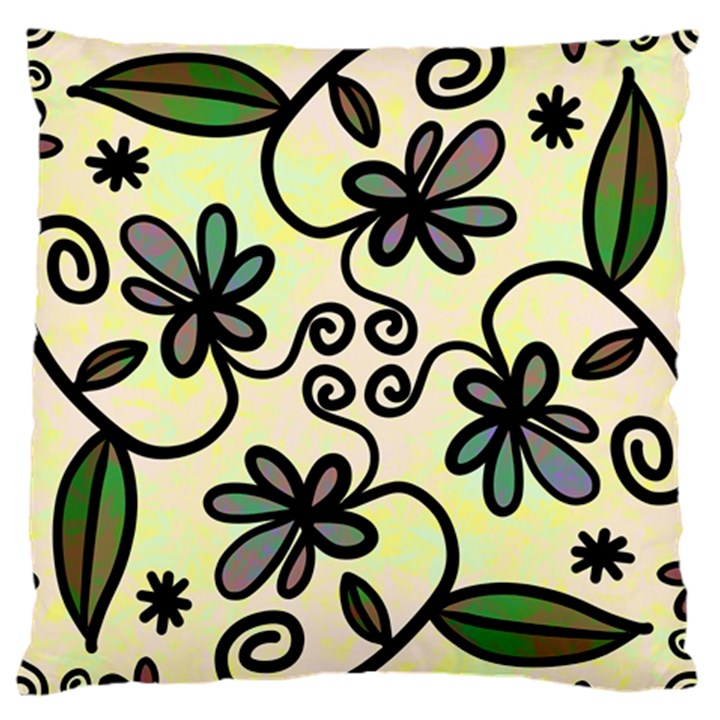 Completely Seamless Tileable Doodle Flower Art Large Cushion Case (Two Sides)