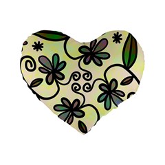 Completely Seamless Tileable Doodle Flower Art Standard 16  Premium Heart Shape Cushions by Nexatart