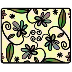 Completely Seamless Tileable Doodle Flower Art Double Sided Fleece Blanket (medium)  by Nexatart