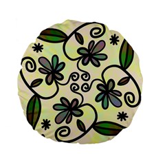 Completely Seamless Tileable Doodle Flower Art Standard 15  Premium Flano Round Cushions by Nexatart