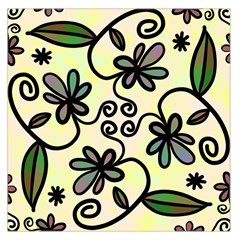 Completely Seamless Tileable Doodle Flower Art Large Satin Scarf (square) by Nexatart