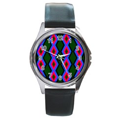 Quadrate Repetition Abstract Pattern Round Metal Watch by Nexatart