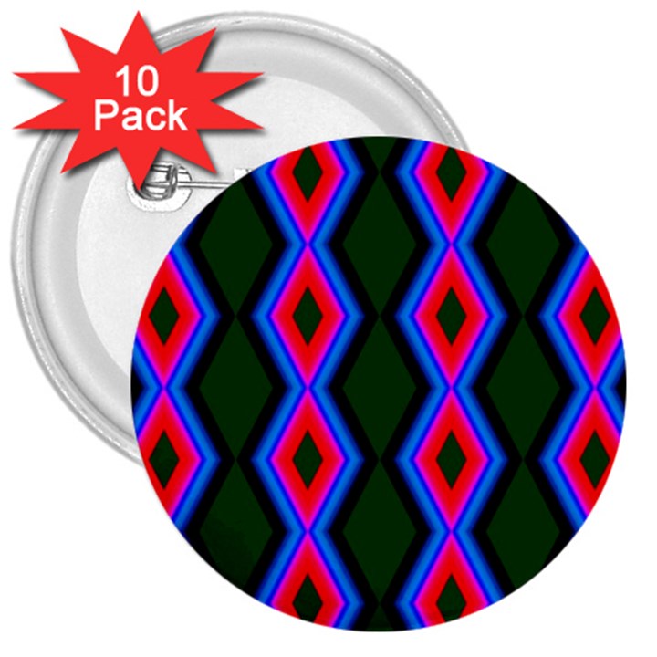 Quadrate Repetition Abstract Pattern 3  Buttons (10 pack) 