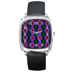 Quadrate Repetition Abstract Pattern Square Metal Watch by Nexatart