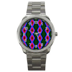 Quadrate Repetition Abstract Pattern Sport Metal Watch by Nexatart