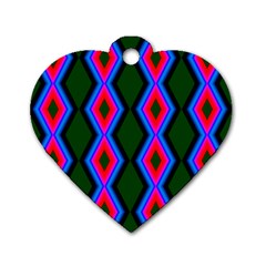 Quadrate Repetition Abstract Pattern Dog Tag Heart (one Side) by Nexatart