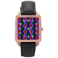 Quadrate Repetition Abstract Pattern Rose Gold Leather Watch  by Nexatart