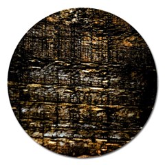 Wood Texture Dark Background Pattern Magnet 5  (round) by Nexatart