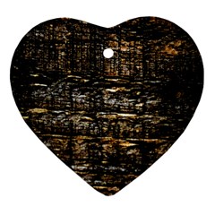 Wood Texture Dark Background Pattern Heart Ornament (two Sides) by Nexatart