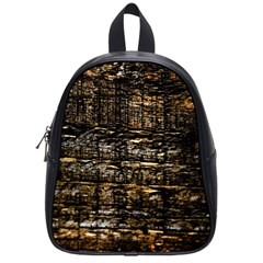 Wood Texture Dark Background Pattern School Bags (small)  by Nexatart