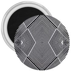 Black And White Line Abstract 3  Magnets