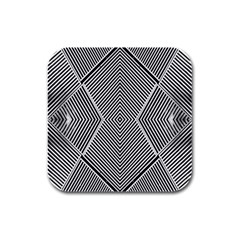 Black And White Line Abstract Rubber Square Coaster (4 pack) 