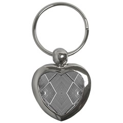 Black And White Line Abstract Key Chains (Heart) 