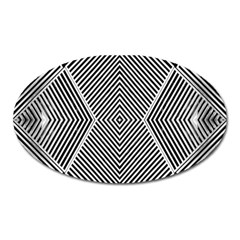 Black And White Line Abstract Oval Magnet by Nexatart