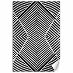 Black And White Line Abstract Canvas 20  X 30   by Nexatart