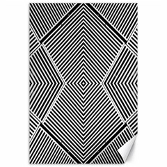 Black And White Line Abstract Canvas 24  X 36  by Nexatart