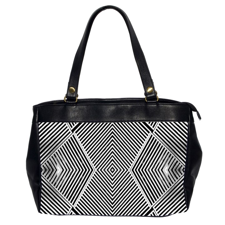 Black And White Line Abstract Office Handbags (2 Sides) 