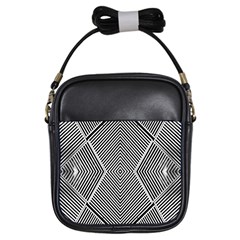 Black And White Line Abstract Girls Sling Bags