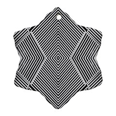 Black And White Line Abstract Snowflake Ornament (Two Sides)