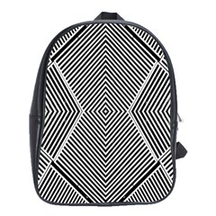 Black And White Line Abstract School Bags (xl)  by Nexatart