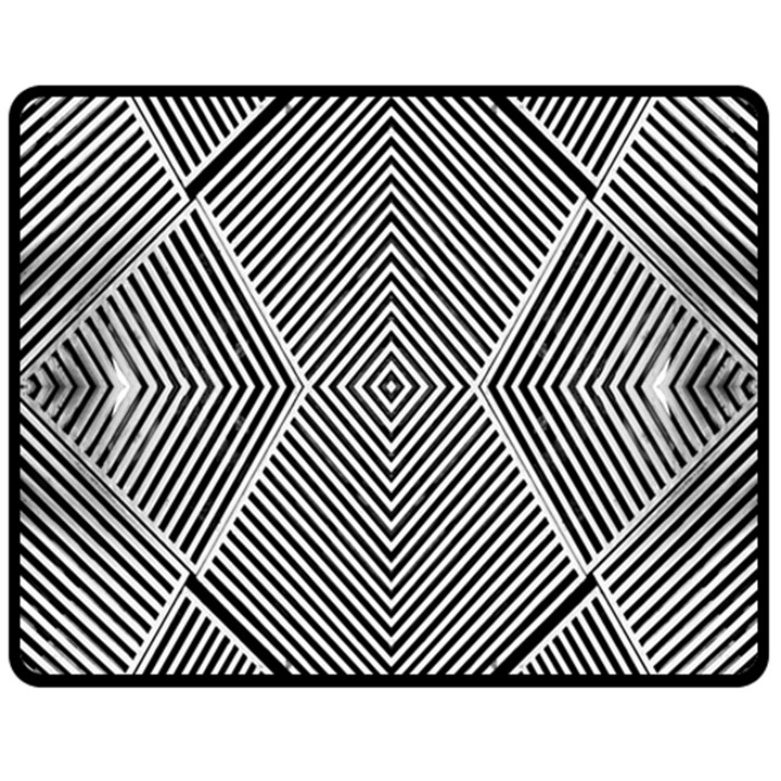 Black And White Line Abstract Double Sided Fleece Blanket (Medium) 