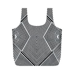 Black And White Line Abstract Full Print Recycle Bags (M) 