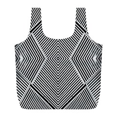 Black And White Line Abstract Full Print Recycle Bags (L) 