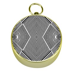 Black And White Line Abstract Gold Compasses