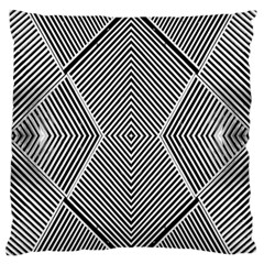 Black And White Line Abstract Large Flano Cushion Case (Two Sides)