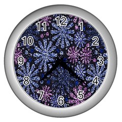 Pixel Pattern Colorful And Glittering Pixelated Wall Clocks (silver)  by Nexatart