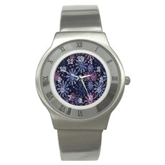 Pixel Pattern Colorful And Glittering Pixelated Stainless Steel Watch by Nexatart