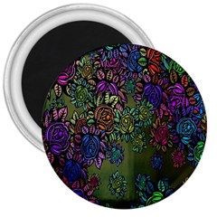 Grunge Rose Background Pattern 3  Magnets by Nexatart