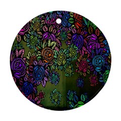 Grunge Rose Background Pattern Ornament (round)