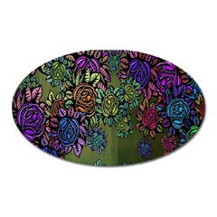 Grunge Rose Background Pattern Oval Magnet by Nexatart