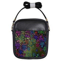 Grunge Rose Background Pattern Girls Sling Bags by Nexatart