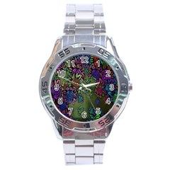 Grunge Rose Background Pattern Stainless Steel Analogue Watch by Nexatart