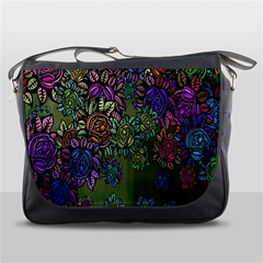 Grunge Rose Background Pattern Messenger Bags by Nexatart