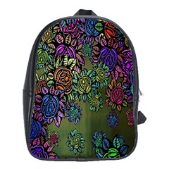 Grunge Rose Background Pattern School Bags (xl)  by Nexatart