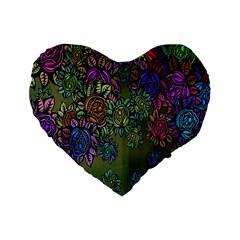 Grunge Rose Background Pattern Standard 16  Premium Heart Shape Cushions by Nexatart