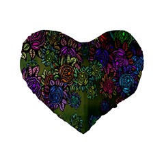 Grunge Rose Background Pattern Standard 16  Premium Flano Heart Shape Cushions by Nexatart