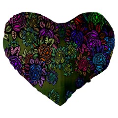 Grunge Rose Background Pattern Large 19  Premium Flano Heart Shape Cushions by Nexatart