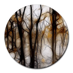 Fall Forest Artistic Background Round Mousepads by Nexatart