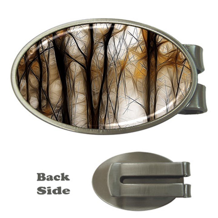 Fall Forest Artistic Background Money Clips (Oval) 