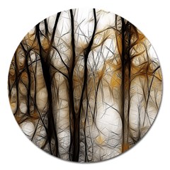 Fall Forest Artistic Background Magnet 5  (round) by Nexatart