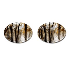 Fall Forest Artistic Background Cufflinks (oval)